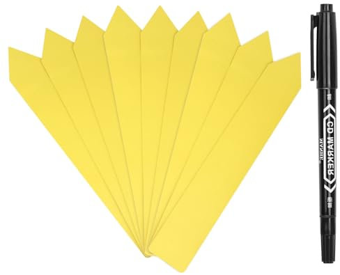 KINGLAKE 100 piezas Etiquetas de Plantas de jardín Grandes, 15x2.5 cm Etiquetas de Plantas de plástico Marcador, Etiquetas de Semillas a Prueba de Agua ，amarillo