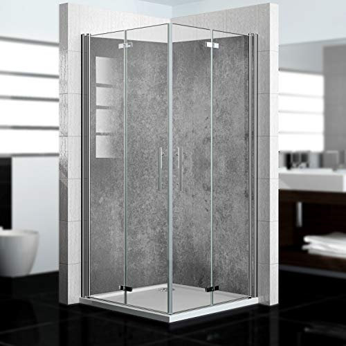 Dedeco 2x Premium Bad Duschrückwand mit Motiv: Beton V2, 90x200cm, wasserfest, hochwertig fugenlose Wandverkleidung aus 3mm-Alu-Verbundplatte, Fliesenersatz ohne Bohren, Made in Germany