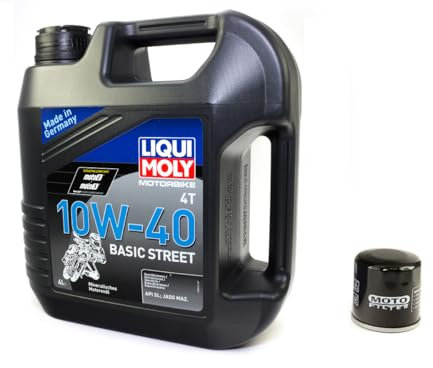 Motoröl Set mineralisch 10W40 4 Liter + Ölfilter KN204 für Arctic Cat H o n d a Kawasa ki S u z u k i Trium ph Yamaha Cat CB CBF CBR FJS GL ST VFR VT