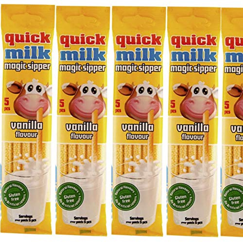 10 Beutel je 5 Halme Vanille Trinkhalme Quick Milk Magische Milch Strohhalme (Gesamt: 50 Halme)