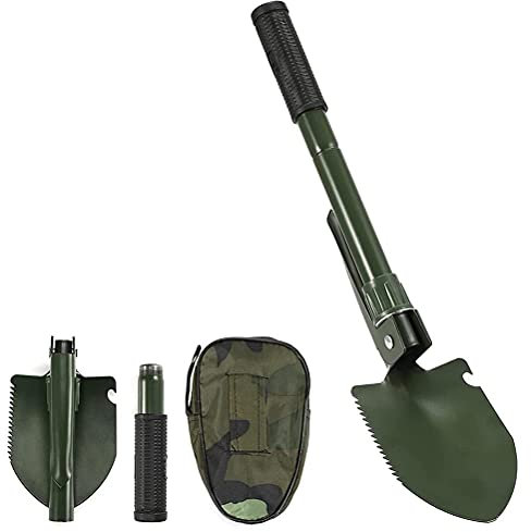 Lewpox Pala pieghevole multifunzione, portatile, durevole, antiruggine, pala da campeggio, pala da campeggio, pala rimovibile, per fuoristrada, pesca, giardinaggio