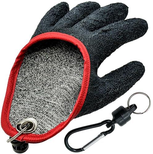 Angelhandschuhe von Raubfischen mit anti schnitt und Magnetverschluss [UNIVERSALGRÖSSE] Wasserdichte Handschuhe zum Schutz vor Bissen und für den sicheren Umgang mit Hecht, Wels, Zander