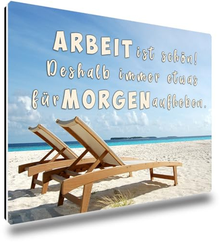 TRIOSK Kühlschrankmagnete Motivation Sprüche Magnet Strand Meer lustig mit Poesie Spruch Schöne Arbeit Geschenk Weisheit für Poesieliebhaber Kühlschrank stark eckig groß 85x55 mm