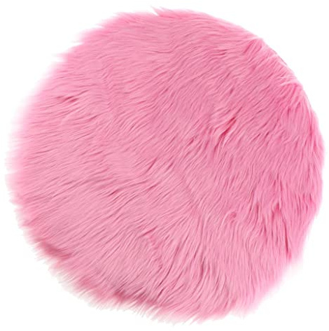 Sharplace Rundes Kunstpelz Sitzkissen, Zotteliges Schaffell, Teppich, Foto Requisiten, Hot Pink 33cm