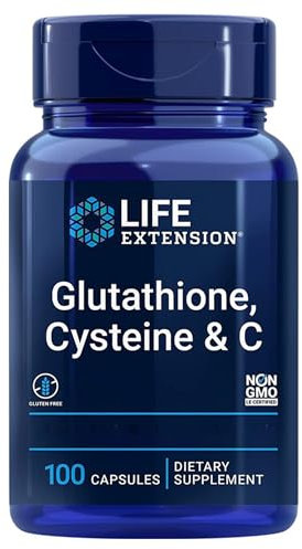 Life Extension, Glutathione Cystéine & C, Hautement Dosé, 100 Capsules végétaliennes, Sans Gluten, Végétarien, Sans Soja, Sans OGM