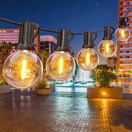 LED Lichterkette Außen, GPATIO 18M Lichterkette außen strom mit 30+1 Stk. Warmweiße G40 Glühbirnen Plastik, IP45 Wasserdicht Innen/ Außen Lichterketten für Garten, Terrasse, Hochzeiten, Partys