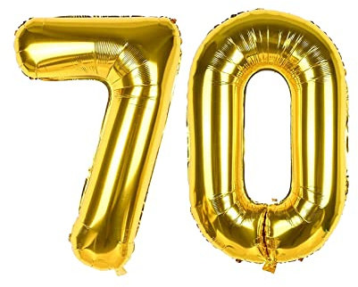 GoldRock 70 Geburtstag Deko Gold Luftballon Zahlen 70,Deko 70 Geburtstag Mann Frau,70. Geburtstage Frau Geburtstagsdeko,16 Folienballon 70 Jubiläum,Nummer 70 Ballon für Männer Frauen Geburtstagsparty