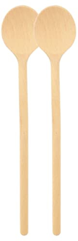 teemando® 2 X runder Marken-Kochlöffel aus Holz, 30 cm, Kochlöffel zum Kochen und Backen