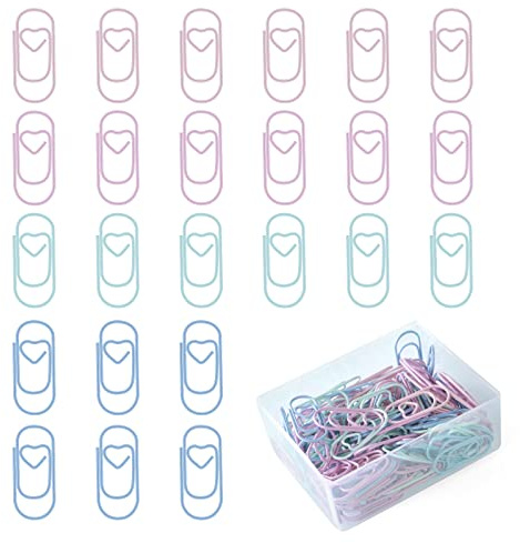 Vicloon Trombones pour Bureau, 130Pcs Créatifs Trombones En Métal Trombone Bureau Mini Anticorrosion et Antirouille pour Livre Document Papier Photo (Macaron)