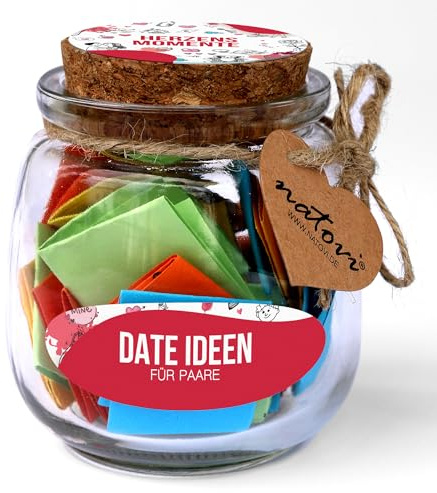 NATOVI® Date Ideen für Paare - Losbox für Paare mit 52 außergewöhnlichen Date Ideen - Jahrestag Geschenk für ihn - Partner Geschenke für unvergessliche Paarzeit - Valentinstag Geschenk für ihn & sie