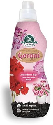Il Paese Verde – Concime Liquido per Gerani – Fertilizzante Organico Minerale per Fioriture Abbondanti e Colorazioni Intense – Arricchito con Alga – 1L