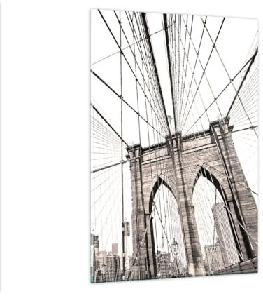 Wandbilder Dekoration Wohnzimmer Brücke Die Architektur New York Bilder auf Glas 80x120cm Glasbild Schlafzimmer Küche Deko Wand Kunstdruck Art Groß XXL Wanddeko Bild im Glas Modern Wall GPA80x120-5199