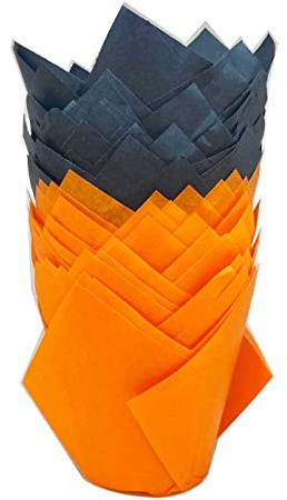 Scrumptious! Scrumptious 5723Sc Lot de 50 moules à muffins en papier sulfurisé pour Halloween Motif tulipes Orange et noir