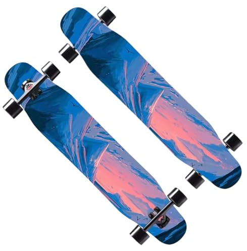 Longboard für Erwachsene und Teenager, Skateboard Anfänger Longboards für Mädchen Jungen, Longboard Komplettes Skateboard Tanzbrett 4 Rad Roller Skateboard Cruiser (Color : Style A)