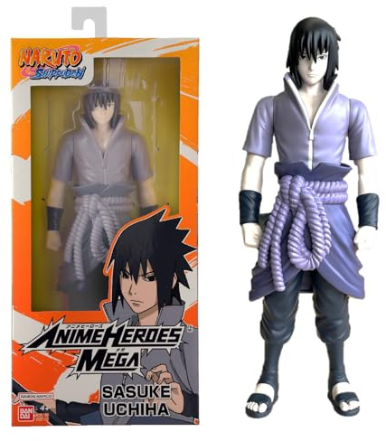 BANDAI - Anime Heroes - Naruto Shippuden - Manga-Figur Anime Heroes Mega 30 cm - Sasuke Uchiwa - Offizielle Naruto Lizenz - Große Gelenkige Naruto-Figur - Spielzeug für Kinder ab 4 Jahren- 38152