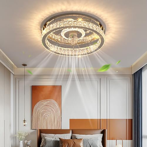 Leise Deckenventilator mit Light, LED Deckenventilator Dimmbar mit Fernbedienung und Beleuchtung Ventilatorlicht, für Kinderzimmer Esszimmer Wohnzimmer Schlafzimme Deckenleuchte (A)