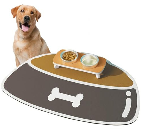 Hundematte für Futter und Wasser, mit wasserdichter Gummi-Rückseite, keine Flecken, schnell trocknend, geeignet für die Verwendung mit mehreren Haustieren, Braun, 30 x 50 cm