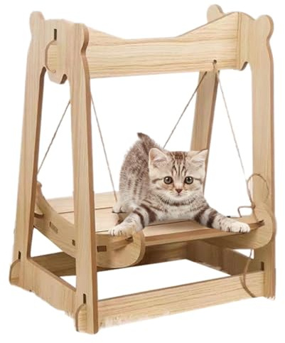 Columpio hamaca para gatos de madera, cama hamaca para gatos de madera, cama colgante para gatito, cama colgante para animales pequeños, cama columpio para gatos, ahorro de espacio para dormir, jugar