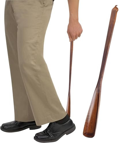 Chausse-pied en bois de 54 cm à long manche - Cuillère à chaussures en bois facile à porter - Kny383 (C, 54 x 4 cm)