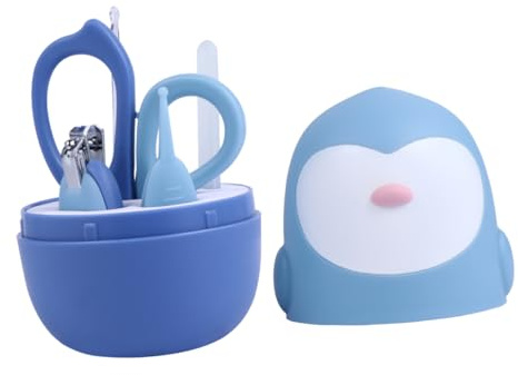 MOLUCKFU Nagelpflege-set für Junge Mädchen mit Schere Feile Ohrlöffel Pinzette und Etui für Kleine Finger und Zehen aus Pp und Edelstahl mit Led-funktion und Cartoon-design