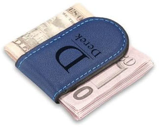 PiercingJak Personalized Engraved Initials Money Clip Custom Text Letter Wallet Customized Leather Money Clips Minimalist Wallet for Men Him Dad Grandpa