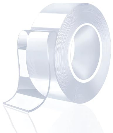 fKiZanthene Heavy Duty Double Sided Tape** - Reusable Removable Mounting Strips for Walls, Posters & Carpets | 5m x3cm Clear Nano Tape