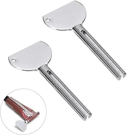 2Pcs Silver Stainless Steels Metal Tube Squeezer Keys Salon Toothpaste Tube Squeezers Toothpaste Roller Accessories