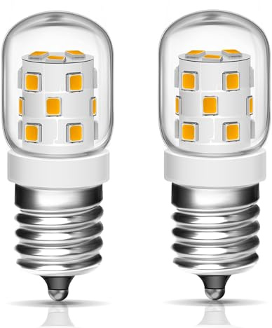 Akynite E17 Microwave Light Bulb Under Hood 3W 3000K Warm White, 8206232A 40W Appliance Bulb Incandescent Equivalent, 300LM Dimmable 120V E17 Refrigerators Light Bulbs, for Oven Rang Hoods