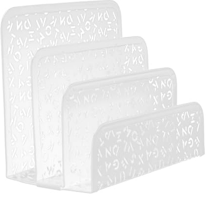 Artibetter Iron Mail Holder and Letter Organizer European Alphabet Pattern, White Iron File Storage Rack, Office Mail Sorter for Desk Filing and Stationery Organization