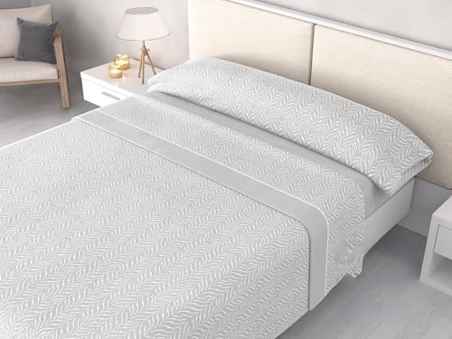Juego de Sábanas Invierno Polar Pirineo 120 g/m² Perchado Doble Cara – Finas pero Cálidas – 3 Piezas con Bajera Ajustable Perimetral – Camas 90, 105, 135, 150 y 180cm (Luma Gris, Cama 90cm)