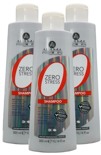 Shampoo Anti-Caduta ZERO STRESS, Arricchito Con Tricodensicare, Estratto Di Rosmarino e Proteine Del Grano 300ml (3 Flaconi)