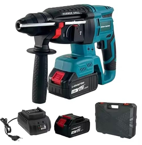 Martillo Percutor Profesional, 21V, Azul, 2000W, Motor sin Escobillas, 4 Modos de Trabajo, con 2 Baterías de Litio, Maletín incluido