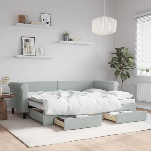 Fecpoo WGYHOME utdragbar dagsäng med förvaringsutrymme, sammet ljusgrå 80 x 200 cm, 2 delar med lådor för sovrum och gäster