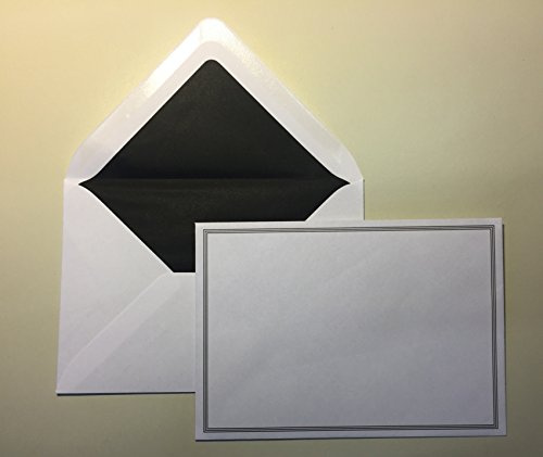 25 Trauerumschläge, schwarzer, dünner dreifach-Rahmen, C6 = 162 x 114 mm, mit schwarzem Seidenfutter, Trauer-Kuverts