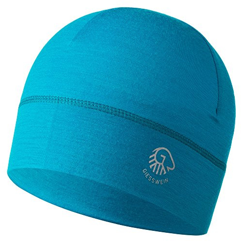 Giesswein Bonnet Gamsstein Cyan One Size - Casquette de sous-vêtement en 100% Laine mérinos, Sports Beanie de vélo pour Hommes et Femmes, Compatible avec Les Casques