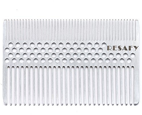 Resafy Stainless Steel Fine-tooth Anti-static Pocket & Travel Men Wallet Comb, Dandruff & Beard Credit Cart Size Comb EDC for Thinner Hair Beard & Mustache