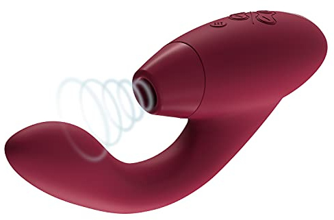 Womanizer Duo 1 Klitoris-Sauger Vibrator mit Stoßfunktion, Bordeaux Gold | Rabbit Vibrator, Klitoris Sauger, Auflegevibrator mit 12 Intensitätsstufen, Leises Wasserdichtes Vibrator Sextoy für Sie