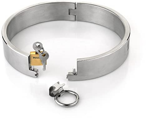Metall Halsband abschließbar O-Ring Sex halsbänder Luxus/Choker/Kragen/Collar,Folter/Fetisch Erotik Sexspielzeuge Slave für Paare,Frauen Männer SM Extrem Bondage-sets Fesseln mit Traktionsring,13.6cm