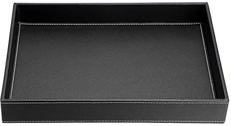 SUMNACON Desktop Organizer Tray Leather PU Tray Bath Bathroom Vanity Tray Organizer (Black)