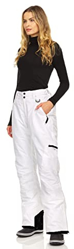 Arctic Quest Women's Snow Ski Pants Water Resistant Softshell Insulated Flare for Snowboarding Hiking Winter Outdoor Pants, White, Medium