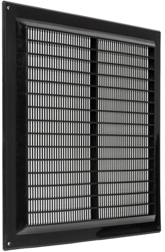 Repa Market 10'' x 10'' Inch / 250 x 250 mm Black Plastic Return Air Vent Cover - Rectangular Soffit Vent - Exhaust Ventilation Louver - Air Inlet Grille Cover - Built-in Screen Mesh - HVAC Vent Duct