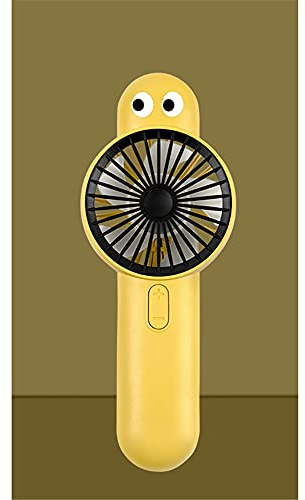 petit ventilateur,Dessin animé USB mignon petit ventilateur portable portable, mini ventilateur rechargeable silencieux-B jaune