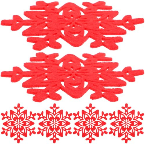 Luxshiny 16 Pack Christmas Coasters Red Snowflake Design Cup Mats Snowflake Design Cup Mats Non Slip Heat Resistant Reusable Coaster for Christmas Party Winter Holiday Wedding Dinner Decoration