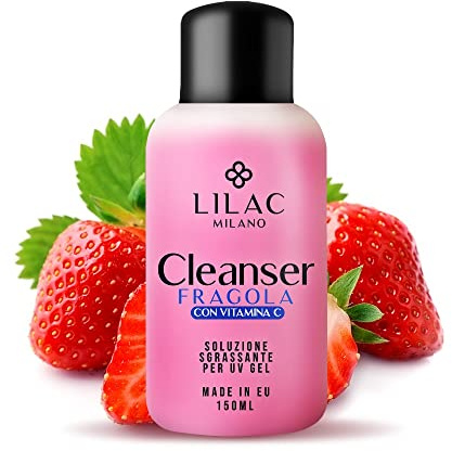 Lilac – Reiniger für Gel-Lack, Entfetter für Maniküre-Behandlung, zur Hygenisierung der Nägel und zum Entfernen der klebrigen Dispersionsschicht (Erdbeer-Cleanser 150 ml)
