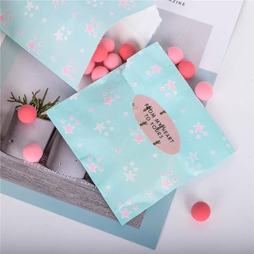 Promotion-Papiertüten bunt Leckerbissen Kraftpapier lebensmittelechte Taschen Gastgeschenke Beste Geschenktüten für Gäste-blauer Stern