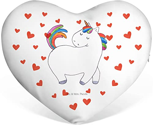 Mr. & Mrs. Panda Kissen Herz Einhorn Stolzieren - Geschenk, Herzkissen, Pferd, dekoartikel, Dekokissen, Einhörner, Reiter, Sofakissen, Kuschelkissen, Stolz, Deko