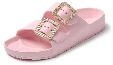 JOMIX Frauen Slippers Sommer rutschfest Badelatschen Leicht Pantoletten Damen Schlappen Dusch & Badeschuhe (Rosa, 39 EU, SD8003)