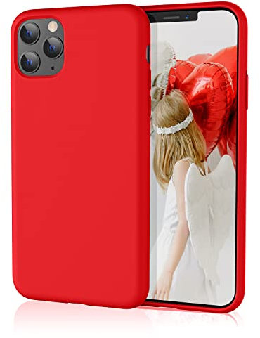 HiiVeet Silicone Case Compatible with iPhone 11 Pro Case 5.8 Inch, Soft Ultra Slim Protective Shockproof Liquid Silicone Phone Case with Anti-Scratch Microfiber Lining,Red