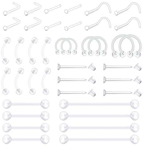 Incaton Klare Retainer aus Kunststoff für Nase, Cartilage, Ohr, Lippen, Augenbrauen, Helix Hoop, Tragus, Septum Hufeisen Rings - Piercing Schmuck