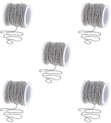5 Set 1 Rolle 12 m Edelstahl Perlen Kugelkette für Handwerk DIY Schmuck